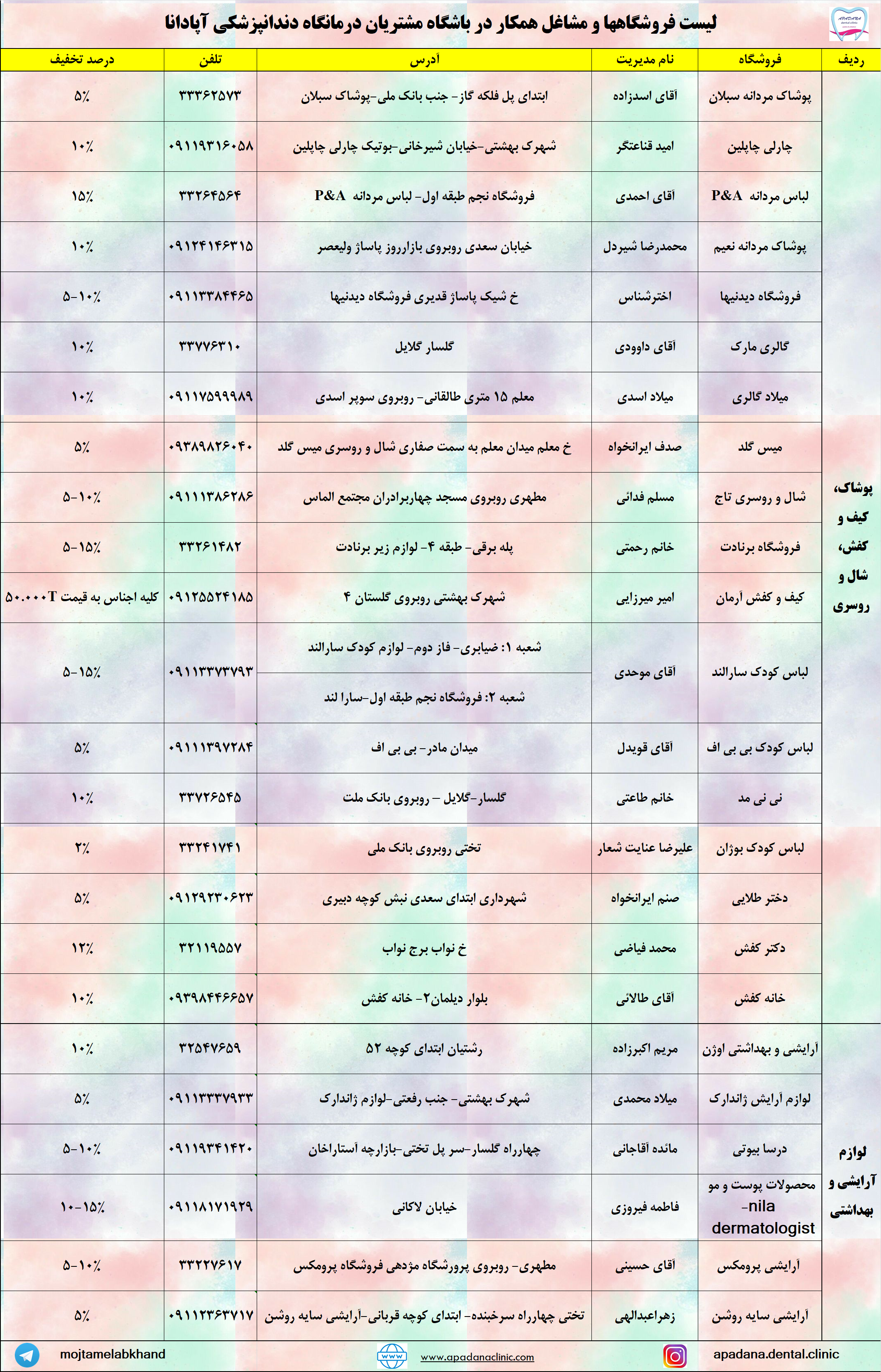 باشگاه مشتریان کلینیک دندانپزشکی آپادانا رشت